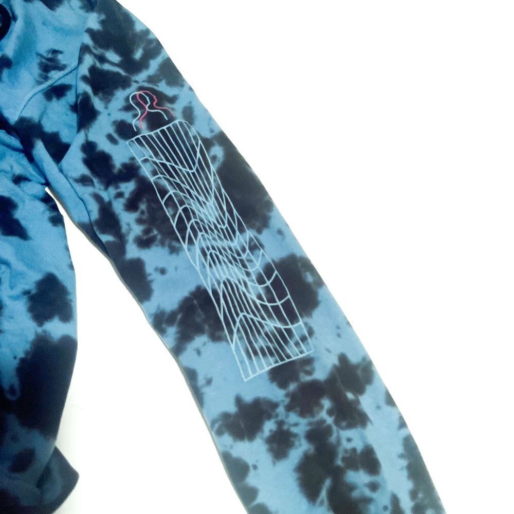 Brooklyn Cloth Mfg Co Teal Tie Dye Where Mind Meets Soul Embroidered Hoodie LRG - Picture 7 of 11